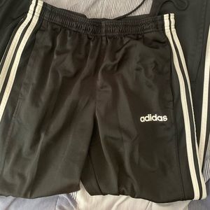 black high-waisted adidas joggers